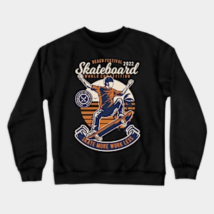 Skateboard Beach, Vintage Retro Classic Crewneck Sweatshirt